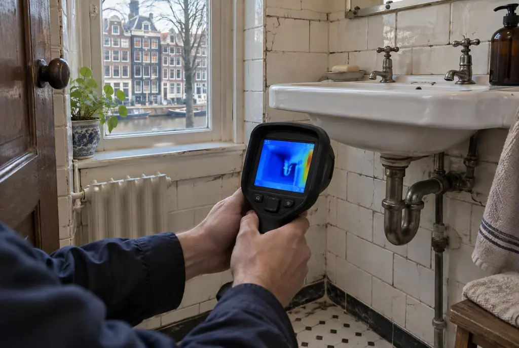 Lekdetectie Lelystad – badkamer met oude leidingen achter de tegels