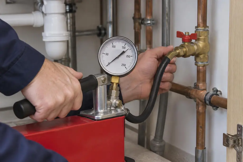 Lekdetectie Lelystad – druktest op een waterleiding met een manometer