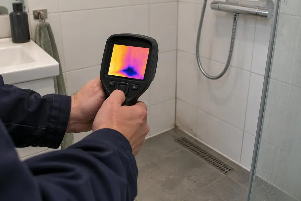 Lekdetectie Lelystad – lekdetectiespecialist met warmtebeeldcamera in een badkamer
