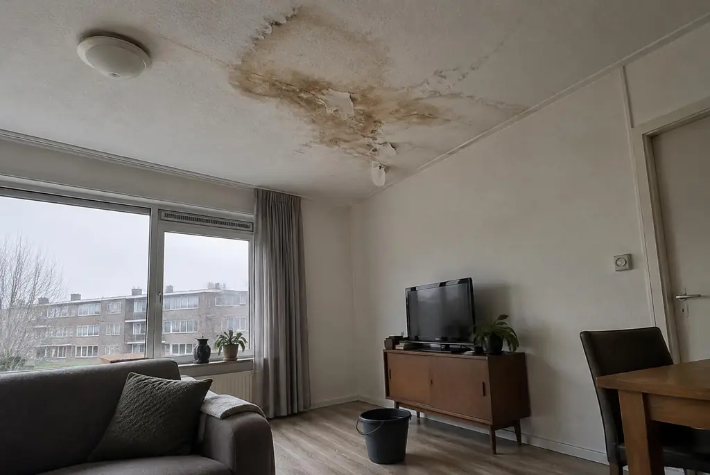 Lekdetectie Lelystad – vochtplek op het plafond onder een badkamer
